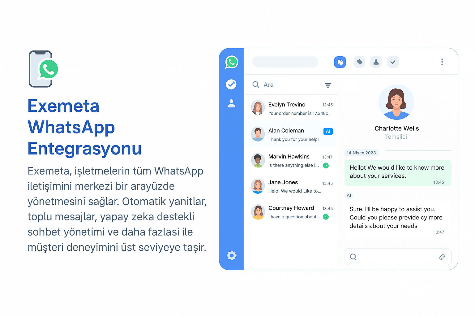 Exemeta WhatsApp Entegrasyonu Görseli