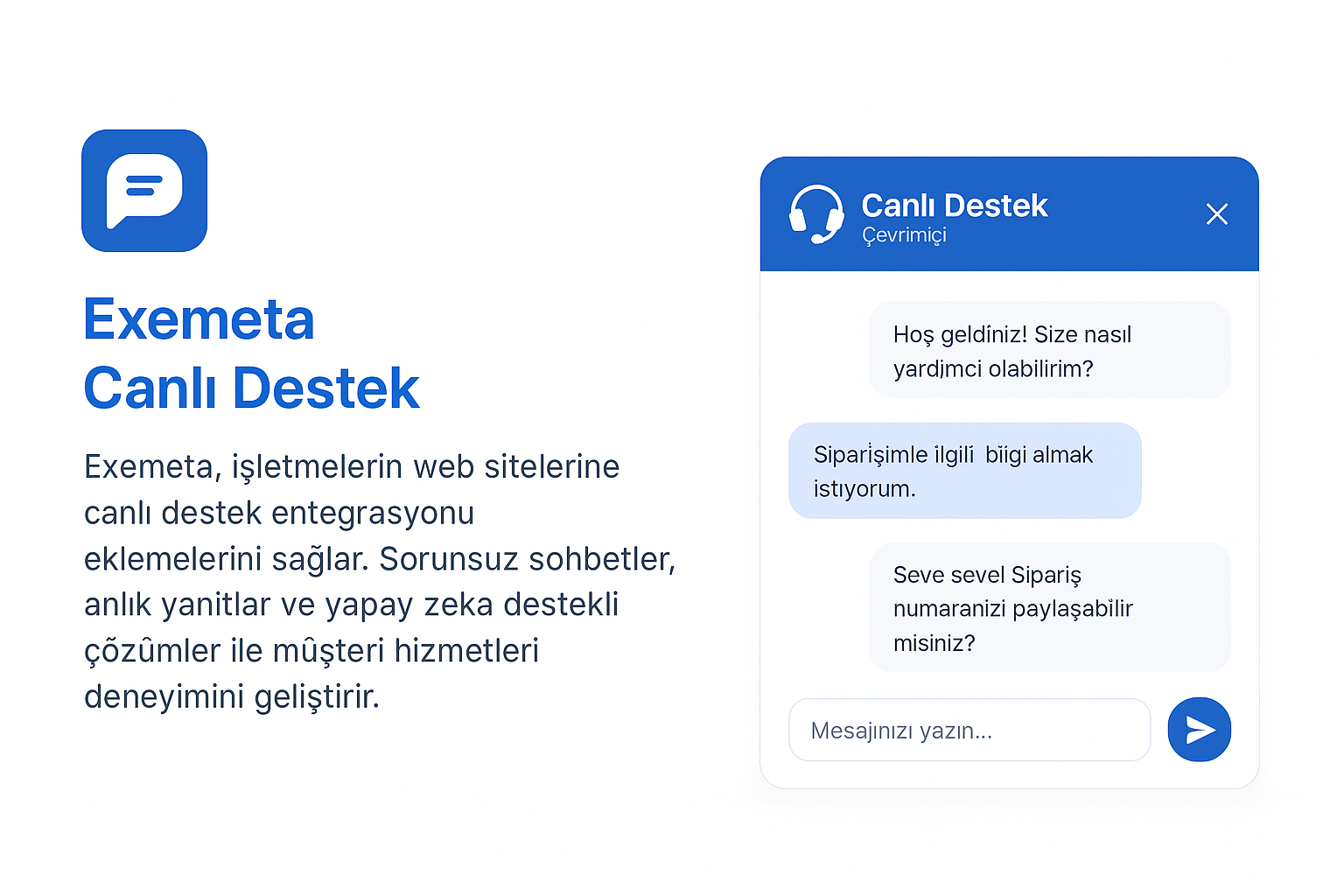 Exemeta Canlı Destek Entegrasyonu Görseli